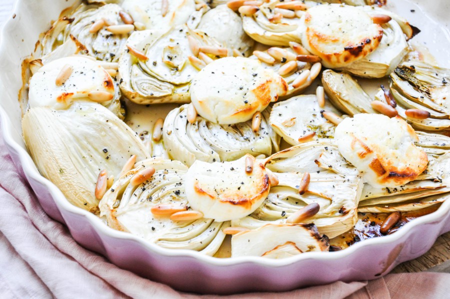 Tiny Spoon Rezepte - Ofen-Fenchel mit Ziegenkäse & Pinienkernen